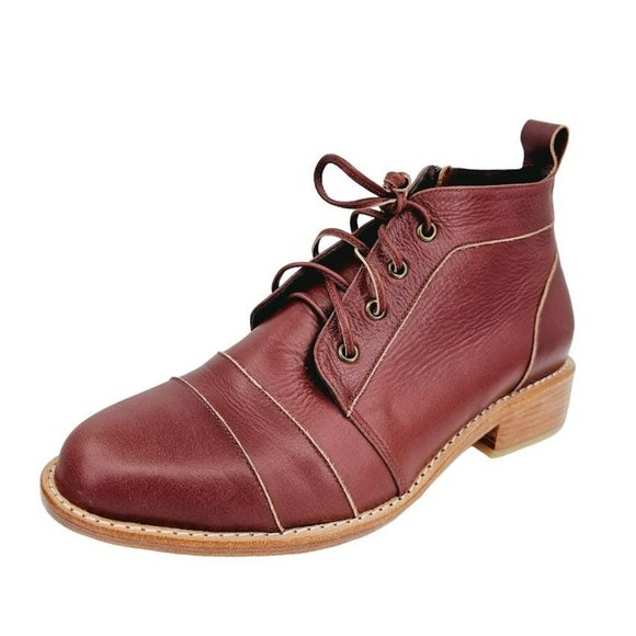 ELF Passage Lace Up Ankle Boots 9.5 Vintage Brown Leather Handmade Quality New - Picture 12 of 12